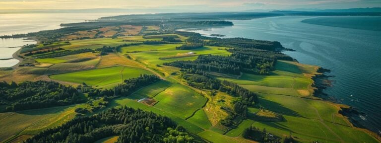 a breathtaking aerial view of whidbey island showcasing a meticulously organized landscape, where vibrant green fields and coastal lines symbolize the best practices in crafting effective website content architecture.