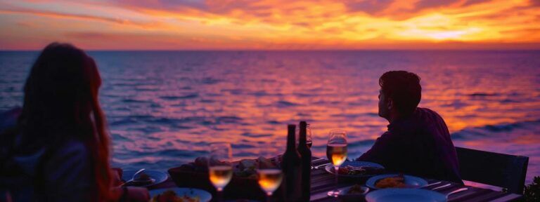 a breathtaking view of whidbey island’s rugged coastline at sunset, where vibrant hues of orange and purple merge over the tranquil waters, reflecting the theme of crafting an effective content strategy for web design success in a serene and inspiring setting.