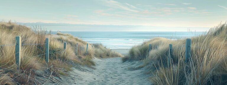 a serene coastal scene on whidbey island, showcasing a beautifully arranged color palette of soft blues, greens, and warm neutrals, reflecting the harmonious blend of nature and digital design.