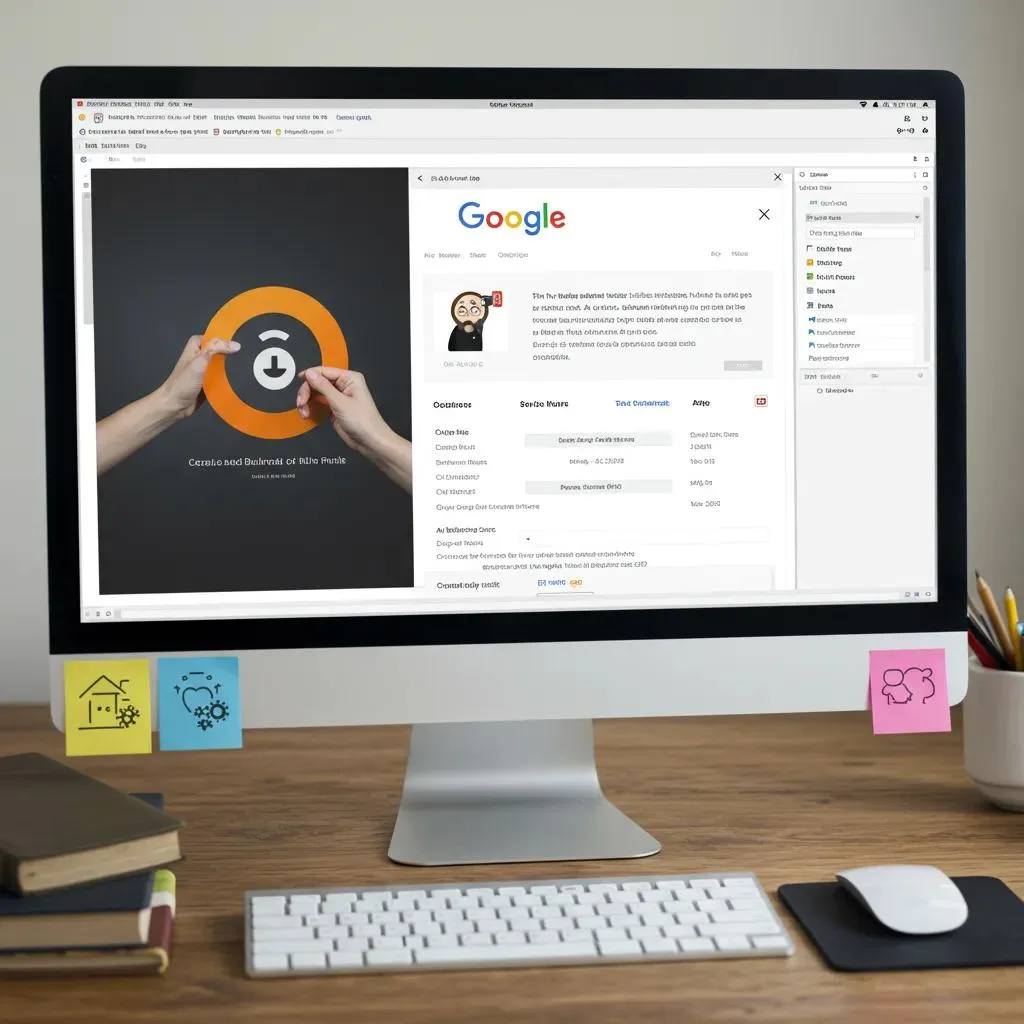 Optimized Google Business Profile on a computer screen, highlighting key elements for local SEO