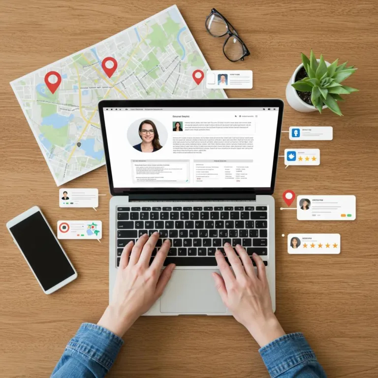 Small business owner optimizing Google Business Profile for local SEO success