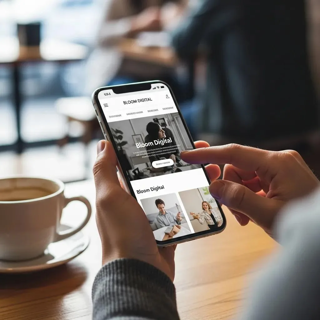 User engaging with a mobile-friendly website, emphasizing improved user experience and mobile responsiveness