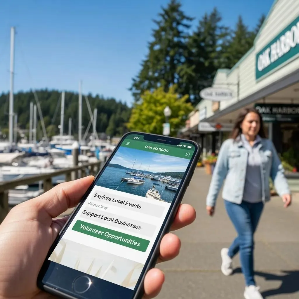 User engaging with a mobile-optimized website in Oak Harbor