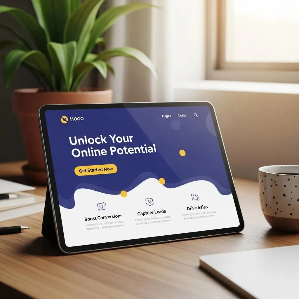 Well-designed landing page on a tablet emphasizing mobile-friendliness and clear calls to action